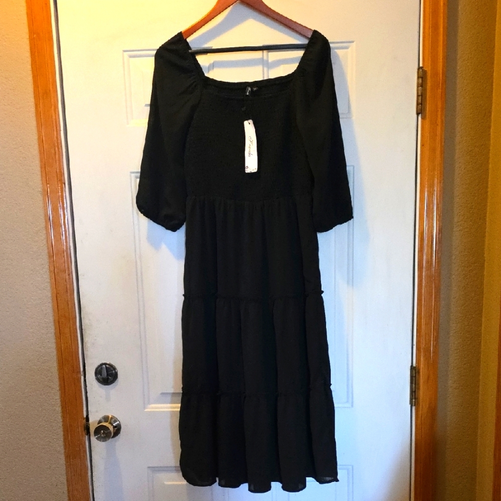 Kranda Black Off-the-Shoulder Midi Dress NWT